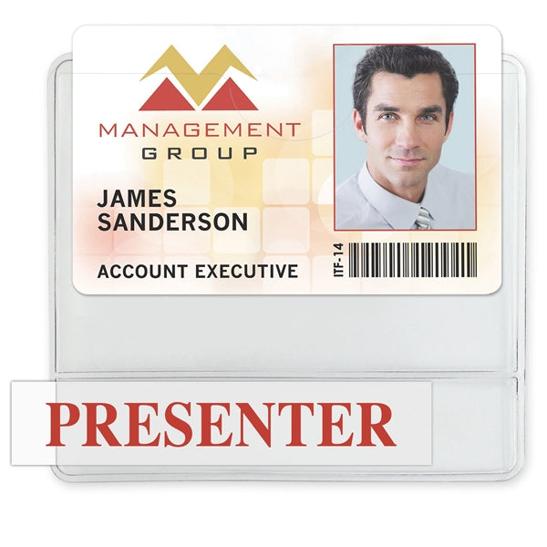 Horizontal 2-Pocket Display-Style Premium Vinyl Badge Holder