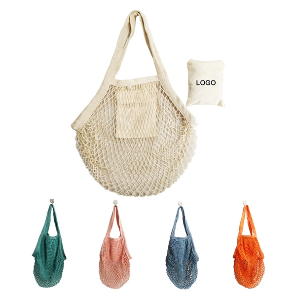 Collapsible Cotton Mesh Tote With Long Handle