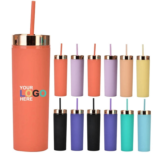 16oz Skinny Tumbler With Gold Lid