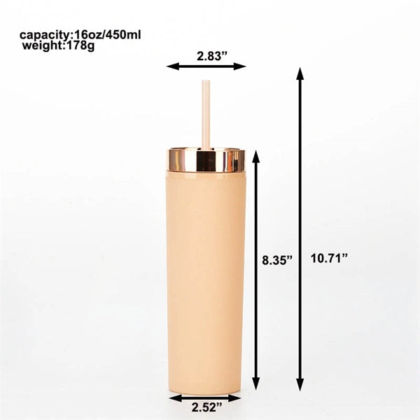 16oz Skinny Tumbler With Gold Lid