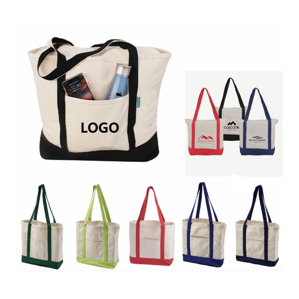 12 oz Cotton Canvas Zippered Boat Tote