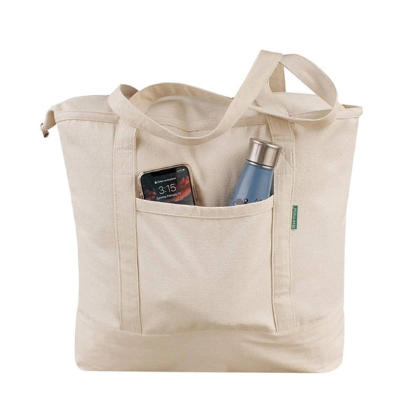 12 oz Cotton Canvas Zippered Boat Tote