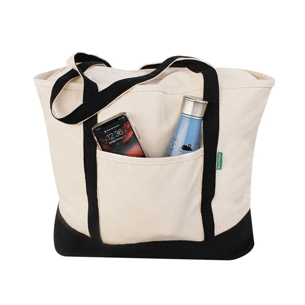 12 oz Cotton Canvas Zippered Boat Tote