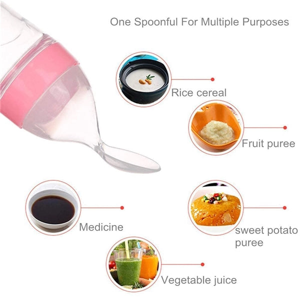 Silicone Squeeze Feeding Bottle Spoon