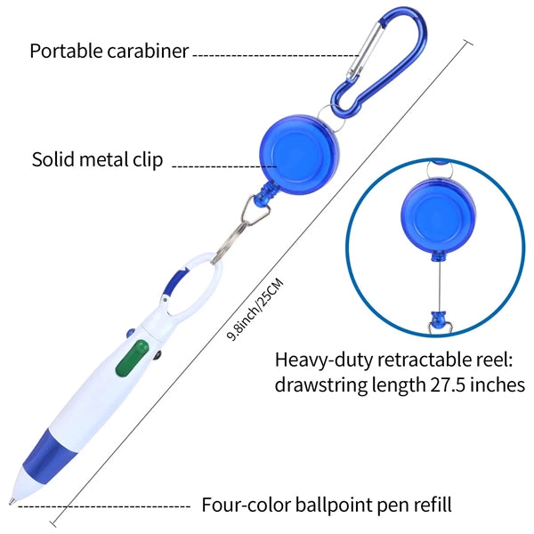 Keychain Carabiner Retractable Shuttle Pens