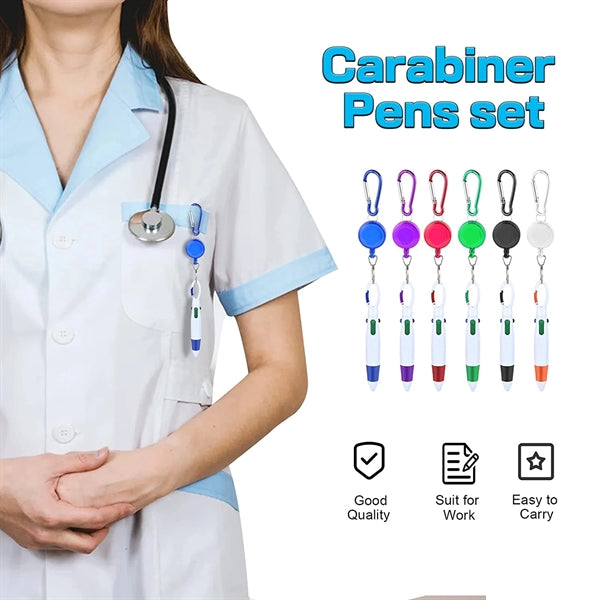 Keychain Carabiner Retractable Shuttle Pens