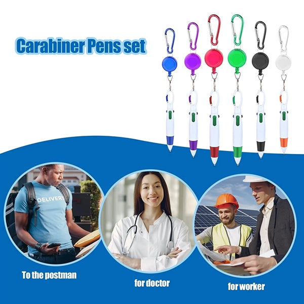 Keychain Carabiner Retractable Shuttle Pens