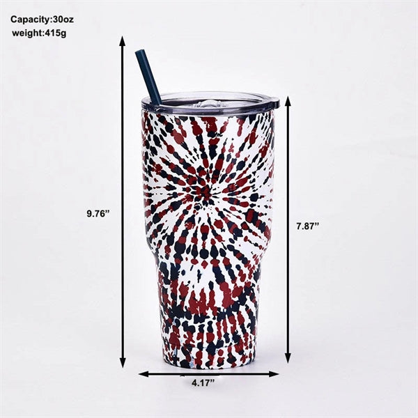 30oz Tie-Dye Double walled Stainless Steel Insulated Tumbler