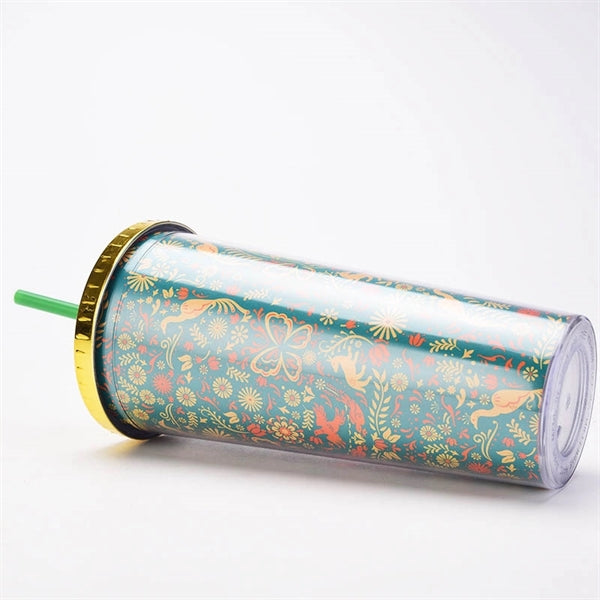 24oz Halloween Skull Tumbler With Lid And Straw