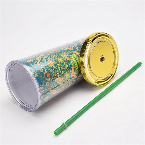 24oz Halloween Skull Tumbler With Lid And Straw
