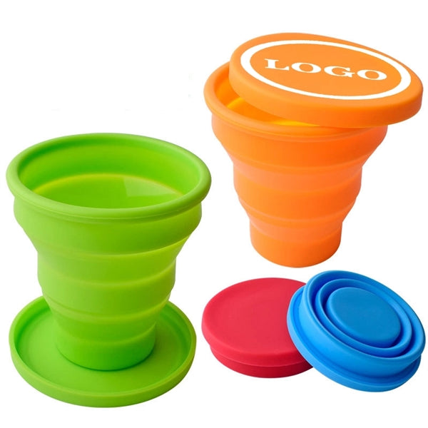 Folding silicone water cup with lid