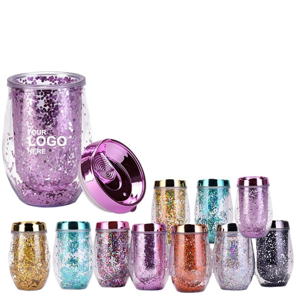 10oz Glitter Wine Tumbler/Glitter Sipper Cup
