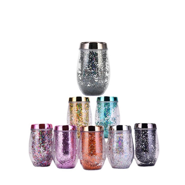 10oz Glitter Wine Tumbler/Glitter Sipper Cup