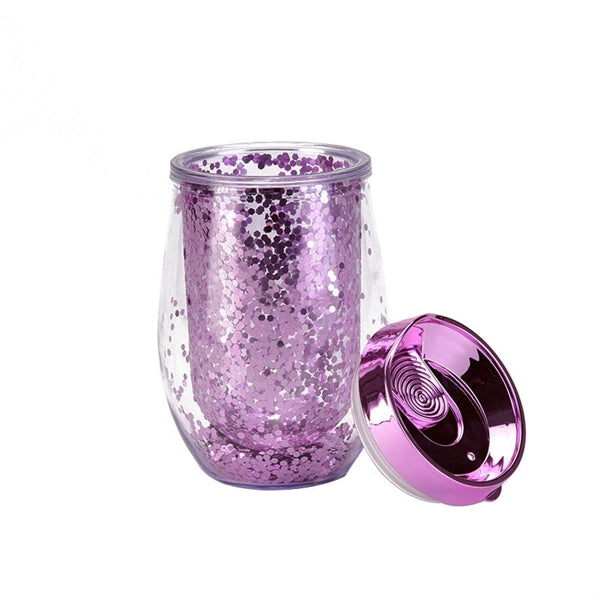 10oz Glitter Wine Tumbler/Glitter Sipper Cup