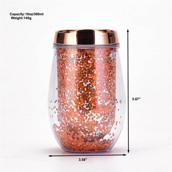 10oz Glitter Wine Tumbler/Glitter Sipper Cup
