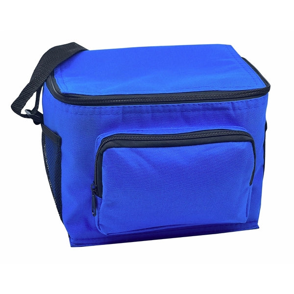 6 Pack Poly Cooler Bag Front and Side Pockets 600D