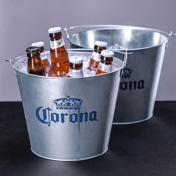 5 Quart Galvanized Steel Ice Bucket w/ Metal Handle