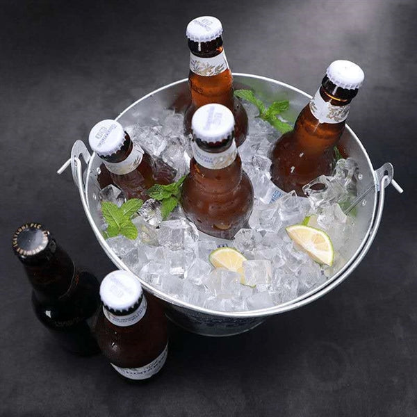 5 Quart Galvanized Steel Ice Bucket w/ Metal Handle
