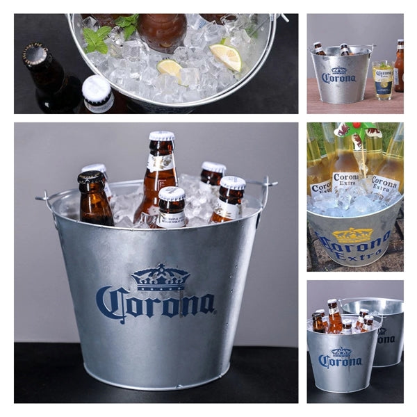 5 Quart Galvanized Steel Ice Bucket w/ Metal Handle