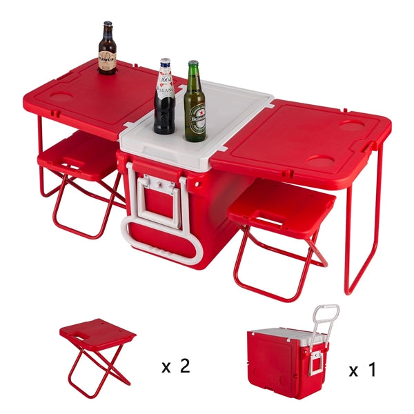 Outdoor Picnic Cooler With Folding Table