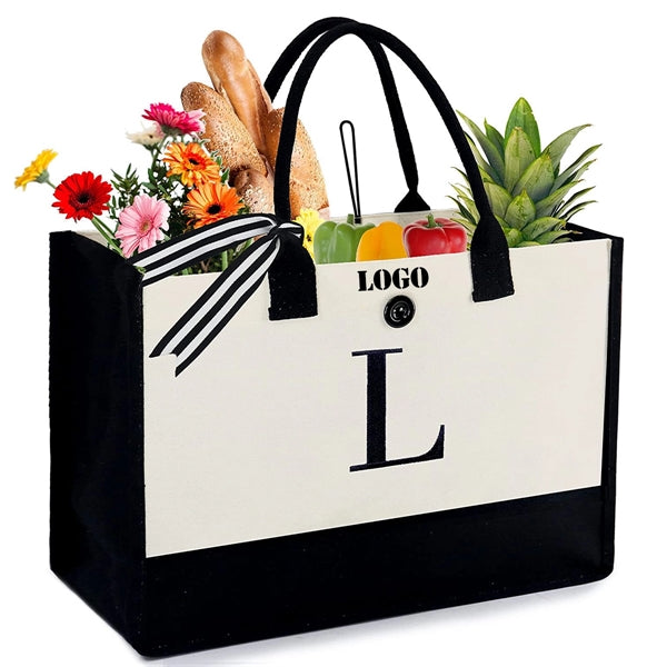 Women Initial Canvas Tote Bag