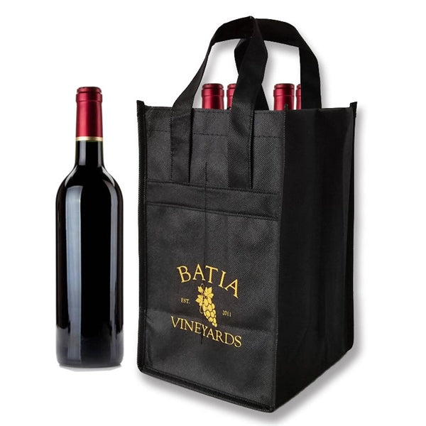 Non-Woven 4 Bottles Wine Tote Bag