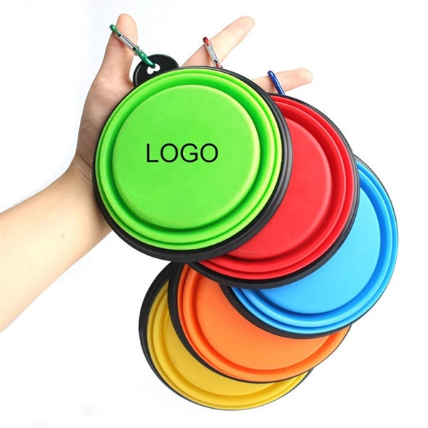 Folding pet feeding travel bowl with carabiners