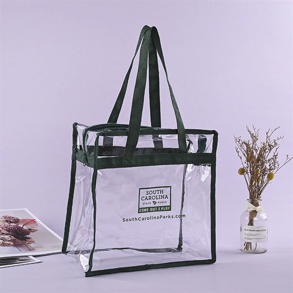 Clear Vinyl Stadium Compliant Tote Bag with Zipper