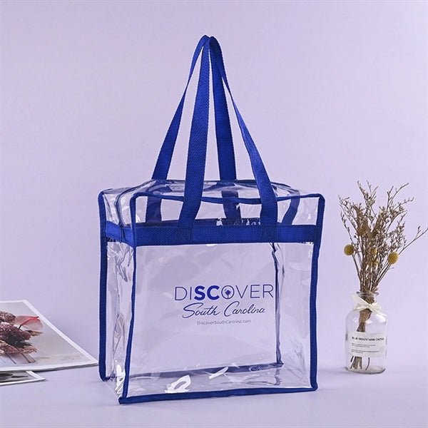 Clear Vinyl Stadium Compliant Tote Bag with Zipper