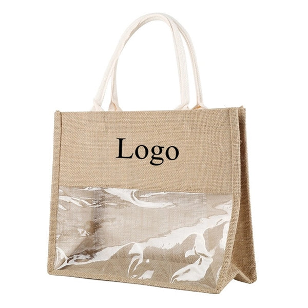 Jute Clear Tote Bag