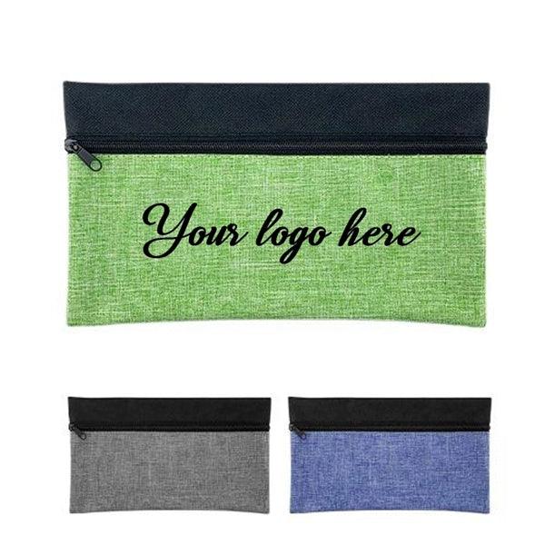 Two-tone Heathered Zippered Pencil Pouch & Organizer