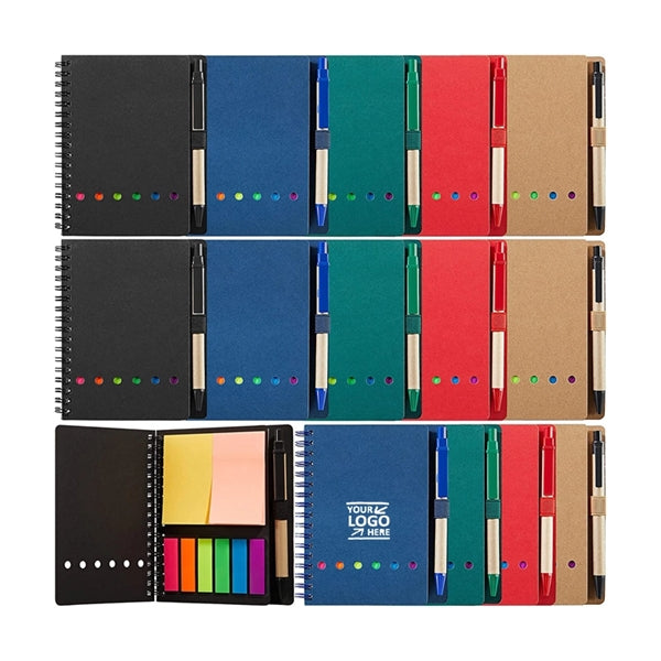 A6 Kraft Paper Spiral Notebook with Sticky Notes