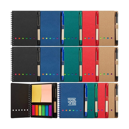A6 Kraft Paper Spiral Notebook with Sticky Notes
