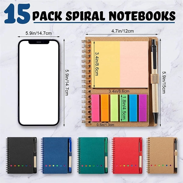 A6 Kraft Paper Spiral Notebook with Sticky Notes