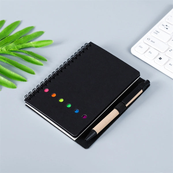 A6 Kraft Paper Spiral Notebook with Sticky Notes