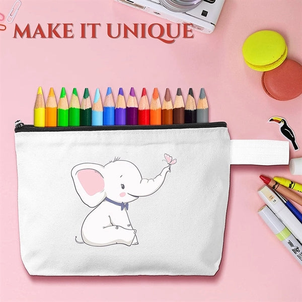 Canvas Cotton Pencil Case Makeup Bag