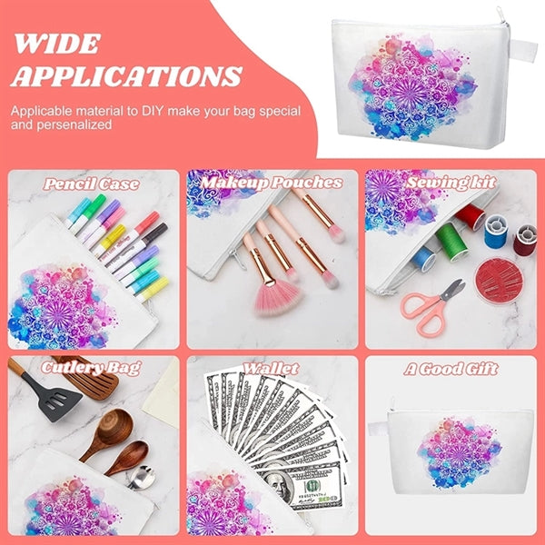 Printed Zipper Canvas Pencil Case Cosmetic Bag