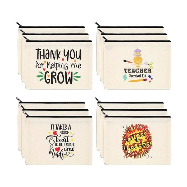 Printed Zipper Canvas Pencil Case Cosmetic Bag