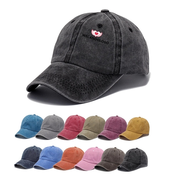 Washed Distressed Twill Cotton Baseball Cap