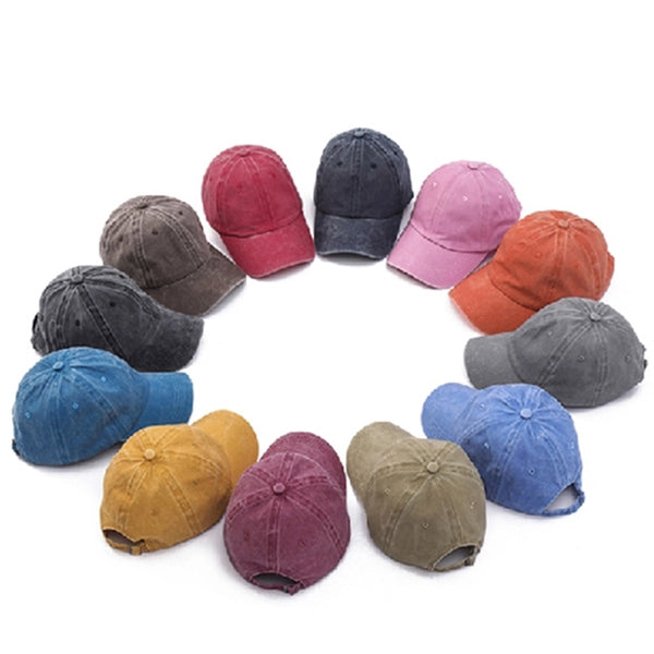 Washed Distressed Twill Cotton Baseball Cap