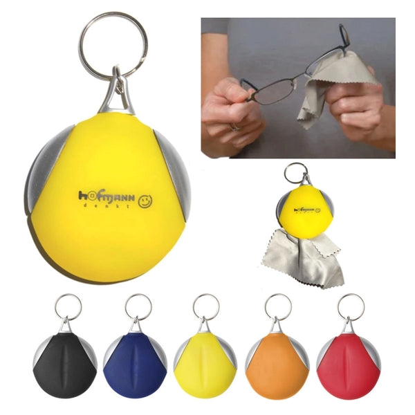 Rubber Key Chain With Microfiber Cleaning Cloth