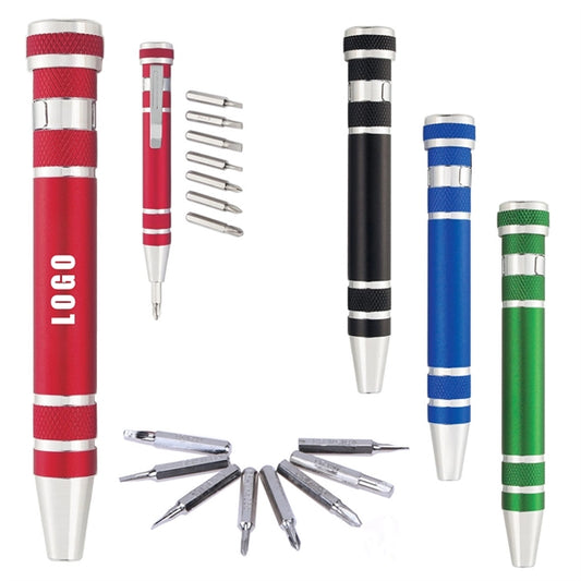 8-In-1 Aluminum Pen Style Multi-Tool Kit With Screwdriver