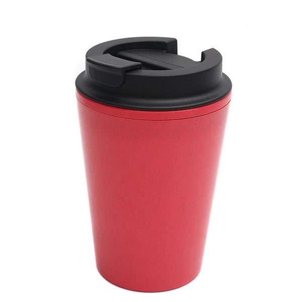 12 Oz. Double Wall Wheat Straw Coffee Cup with Lid