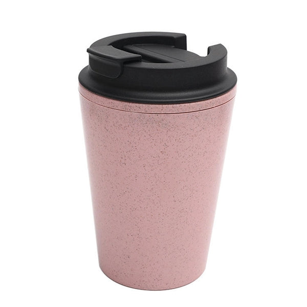 12 Oz. Double Wall Wheat Straw Coffee Cup with Lid