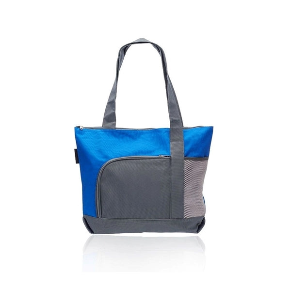 Two-Tone Zippered Polyester Tote Bag