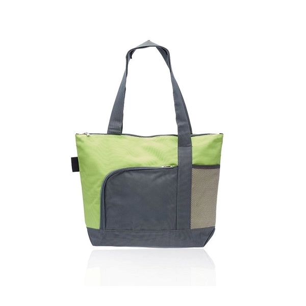Two-Tone Zippered Polyester Tote Bag