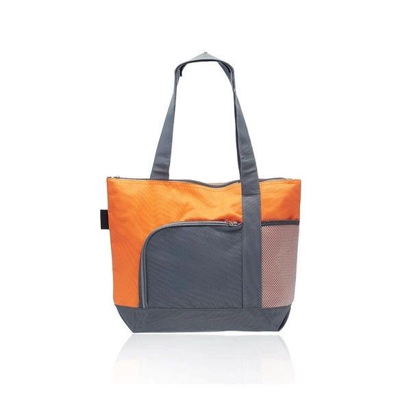 Two-Tone Zippered Polyester Tote Bag
