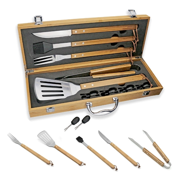 5-Piece Custom Bamboo Grilling Barbecue Tool Set