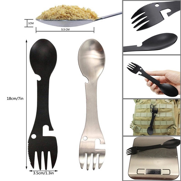 5 in 1 Camping Spoon Fork Bottle Opener