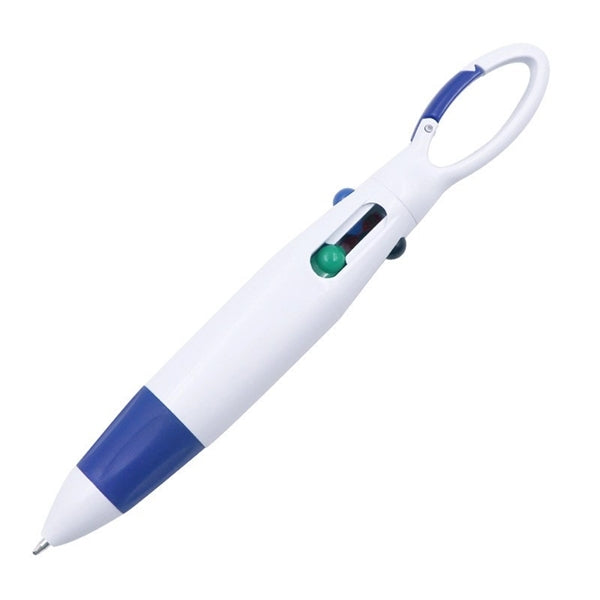 4 Color Ballpoint Pen With Carabiner Clip